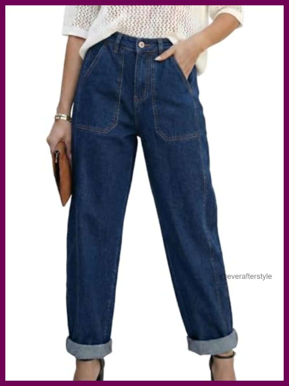 High Waisted Straight Leg Jeans Stretchy Boyfriend Denim Pants